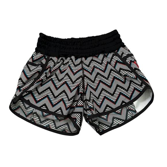 Lululemon black & white chevron print athletic shorts size 6 - Picture 1 of 12